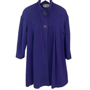 Vintage Gallery Wool Blend Swing Coat Women's Size 6 Purple Novelty Buttons USA